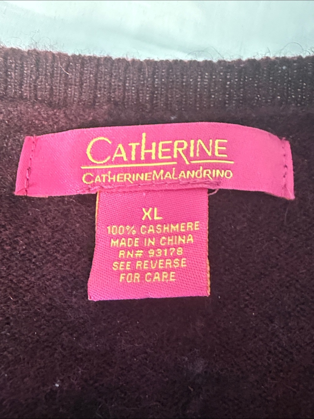 Catherine Malandrino 100% Cashmere Sweater Women's XL Burgundy Knit Top - Picture 6 of 6